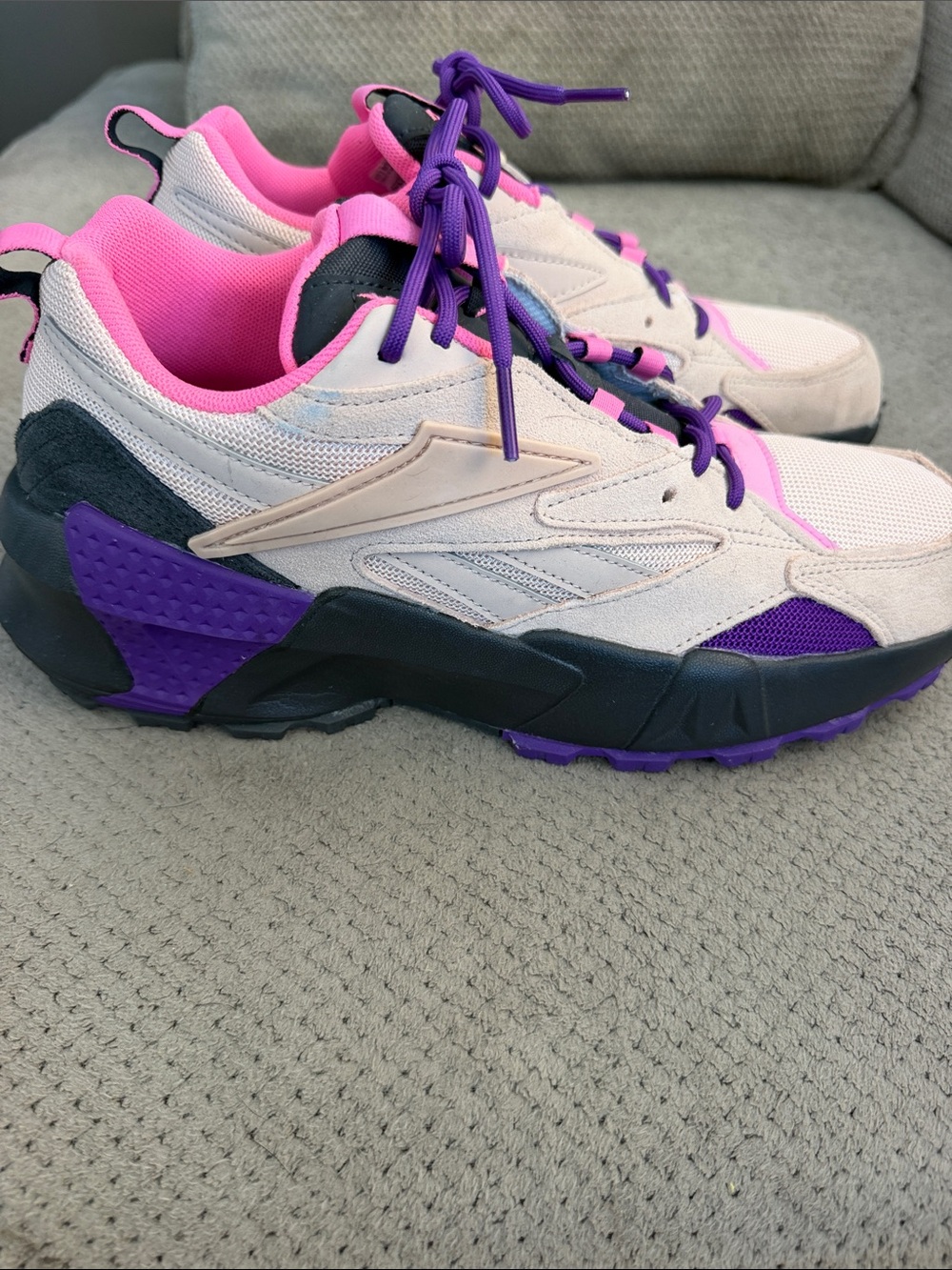 Reebok Women's Aztrek double mix trail Sneakers with Pink and Purple Accents.